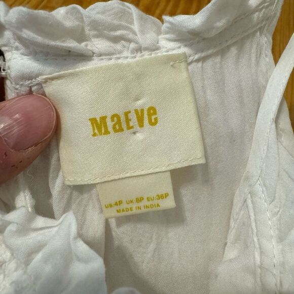 Maeve Tiered Eyelet Midi Dress White Women’s SIZE 4P - Picture 10 of 14